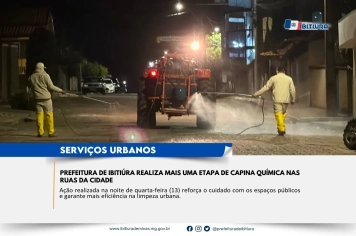 PREFEITURA DE IBITIÚRA REALIZA MAIS UMA ETAPA DE CAPINA QUÍMICA NAS RUAS DA CIDADE