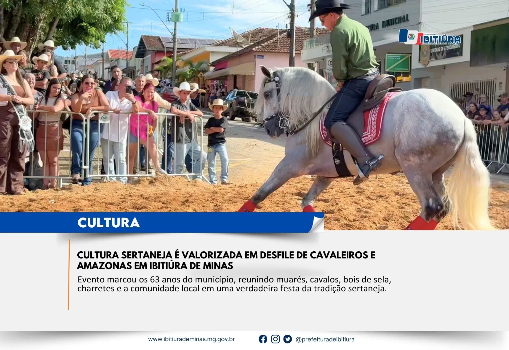 CULTURA SERTANEJA É VALORIZADA EM DESFILE DE CAVALEIROS E AMAZONAS EM IBITIÚRA DE MINAS