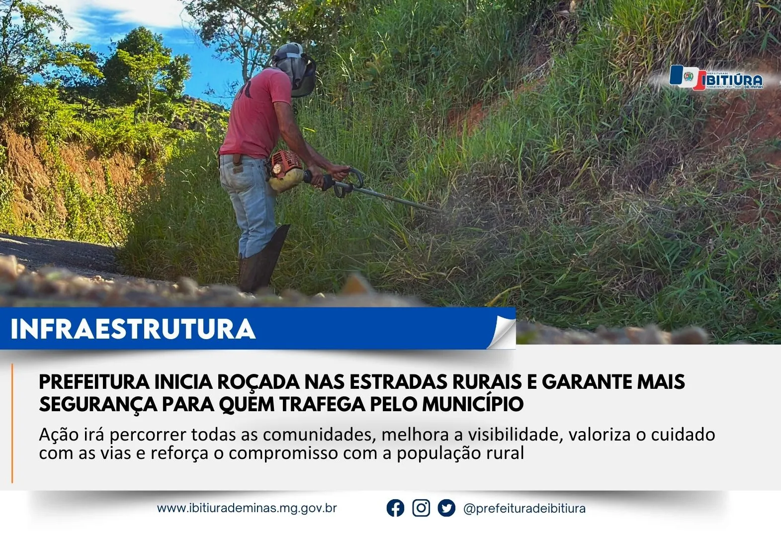 PREFEITURA INICIA ROÇADA NAS ESTRADAS RURAIS E GARANTE MAIS SEGURANÇA PARA QUEM TRAFEGA PELO MUNICÍPIO