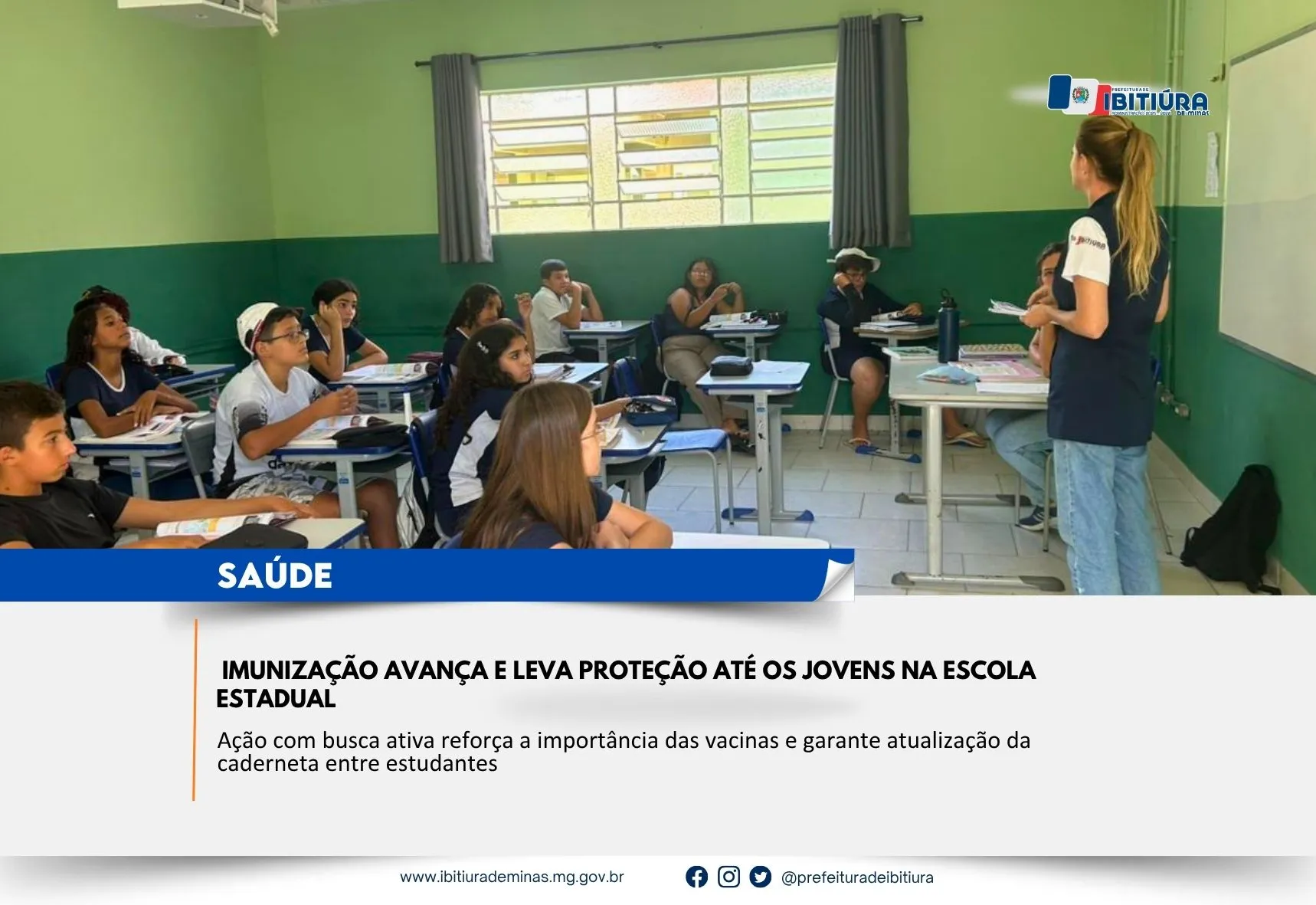 IMUNIZAÇÃO AVANÇA E LEVA PROTEÇÃO ATÉ OS JOVENS NA ESCOLA ESTADUAL