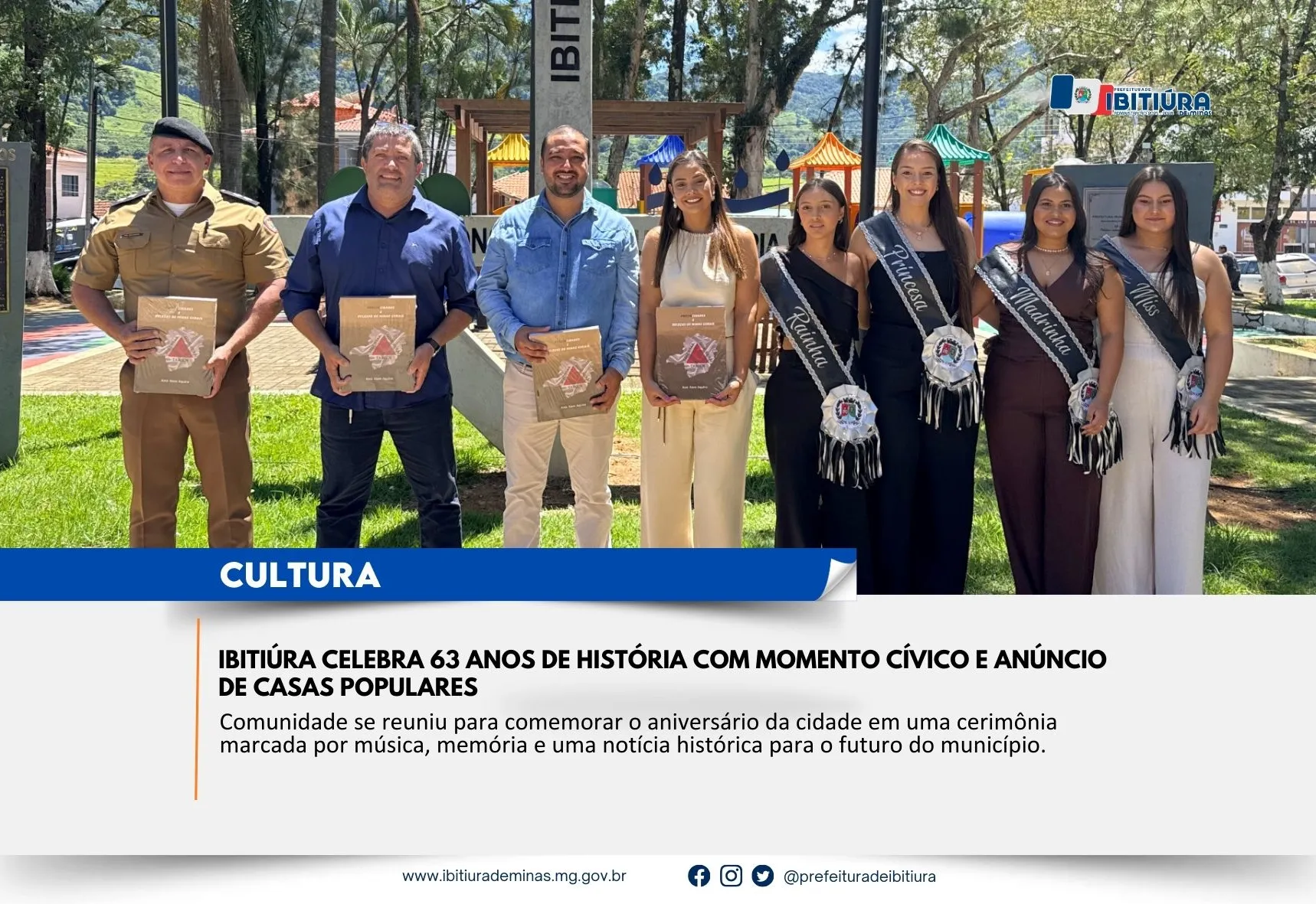 IBITIÚRA CELEBRA 63 ANOS DE HISTÓRIA COM MOMENTO CÍVICO E ANÚNCIO DE CASAS POPULARES
