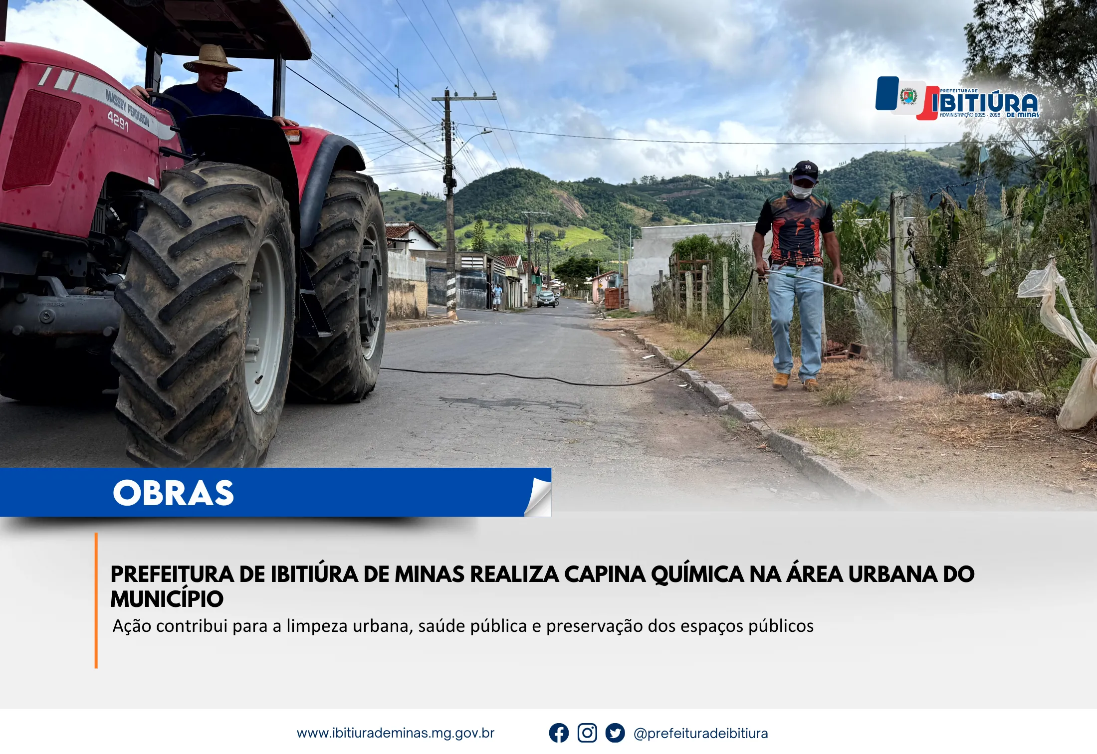 Prefeitura de Ibitiúra de Minas realiza capina química na área urbana do município