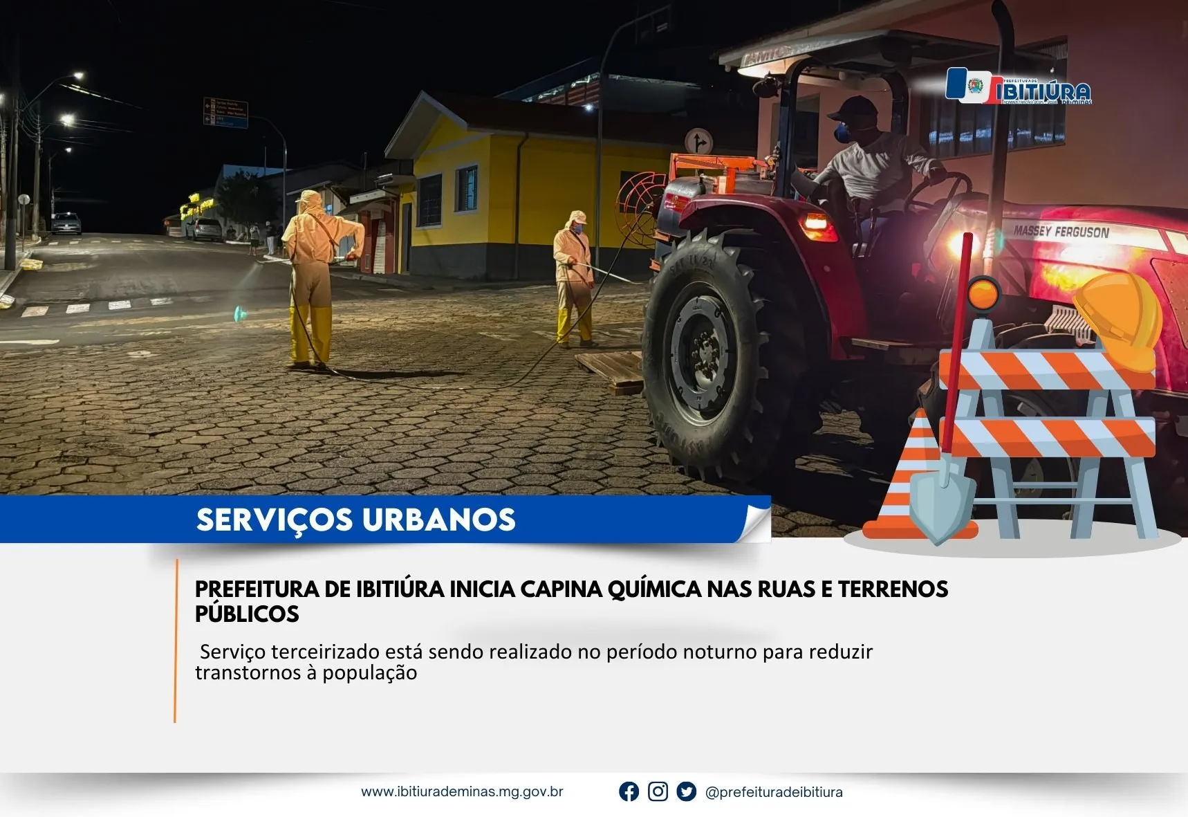 PREFEITURA DE IBITIÚRA INICIA CAPINA QUÍMICA NAS RUAS E TERRENOS PÚBLICOS