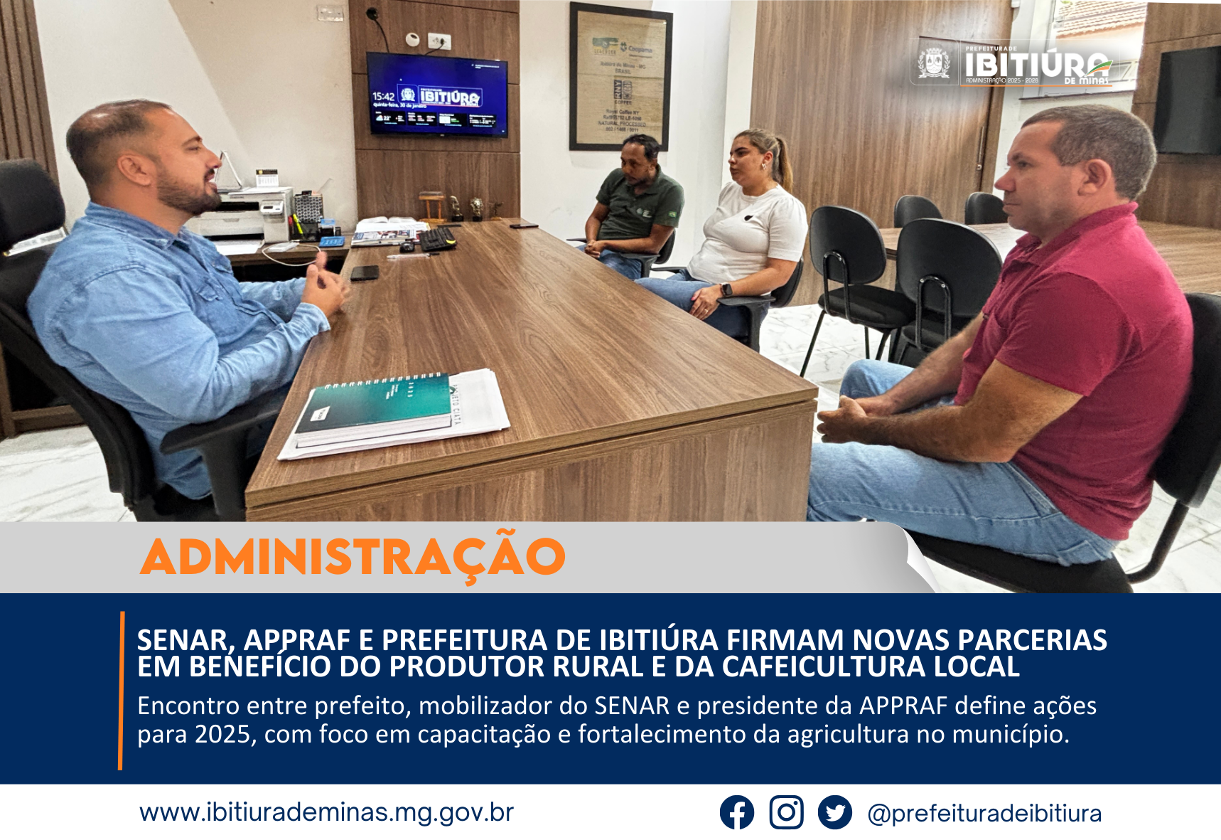 SENAR, APPRAF E PREFEITURA DE IBITIÚRA FIRMAM NOVAS PARCERIAS EM BENEFÍCIO DO PRODUTOR RURAL E DA CAFEICULTURA LOCAL