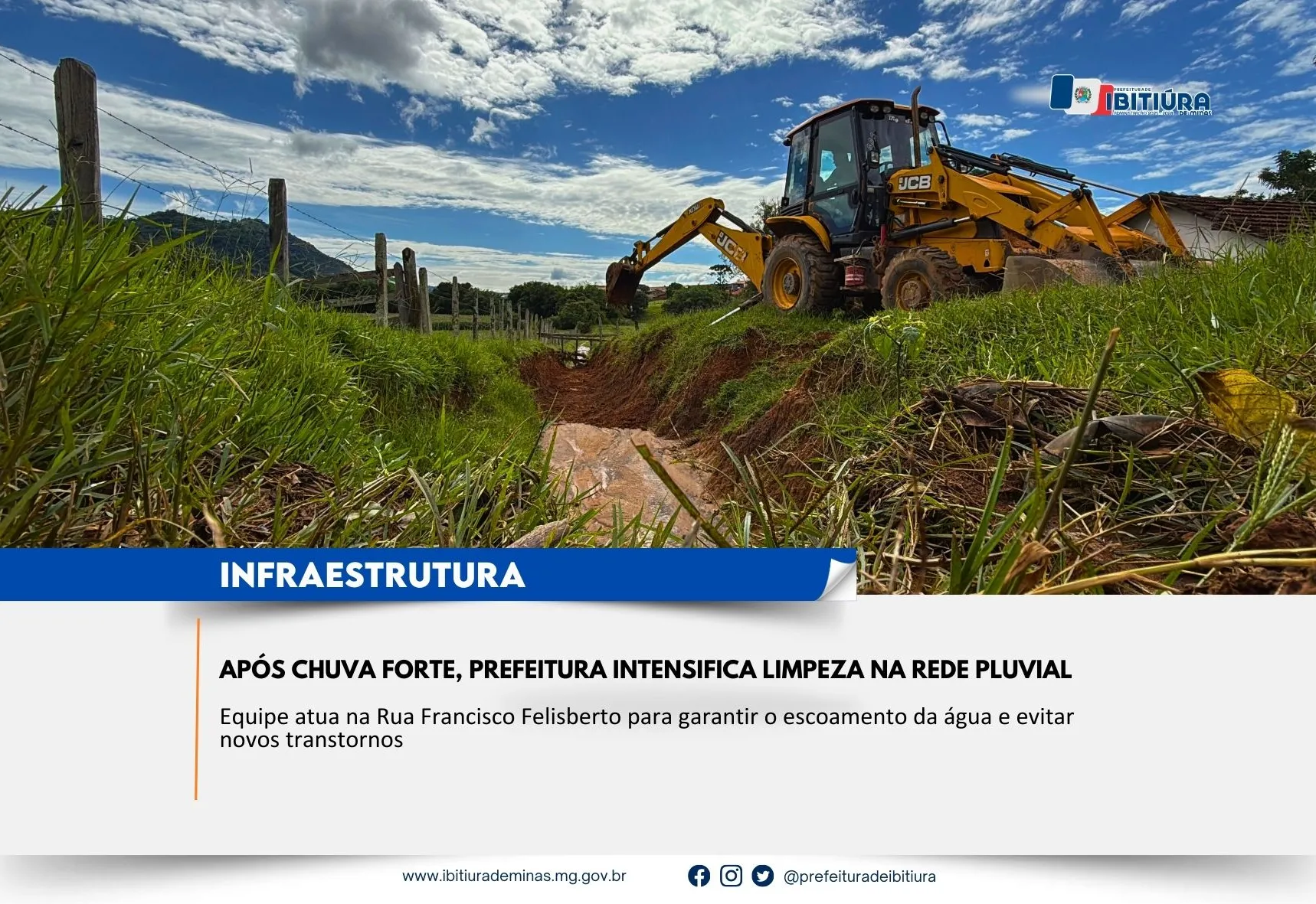 APÓS CHUVA FORTE, PREFEITURA INTENSIFICA LIMPEZA NA REDE PLUVIAL